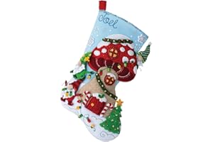 Bucilla, Wichtel, Weihnachten, 45,7 cm, Filz-Applikation, Strumpfherstellungs-Set, perfekt für DIY, Urlaub, Nadelspitze, Kunst und Handwerk, 89473E Zwerg für Weihnachten