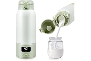 STRIXORN Scaldabiberon Portatile Senza Fili, 500ml Scalda Biberon Neonato, regolabile da 37 a 70 gradi, 3 Minuti Riscaldamento Rapido e Lunga Durata della Batteria,16000mAh per Latte Materno,Formula o Acqua