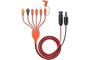 Rierousy 7-in-1 Solarladekabel Adapter mit Anderson, XT60, DC7909, DC6530, DC35135, DC5521, DC8020, 1.2M Länge, Kompatibel mit Solarpanel, Powerstation, Solargenerator