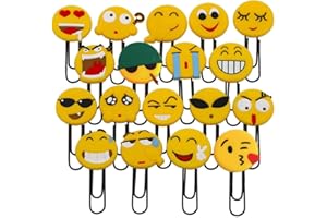 UNEED-GCY Cute Bookmarks, Funny Paperclip Bookmark, Novelty Emoticon Book Marker for Kids, Girls, Boys, School Student (Random 20PCS)