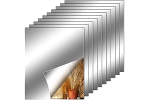 FANTASYON 10 Pack Wall Stickers, 6 x 8inch Flexible Non Glass Plastic Sticky Mirror Tiles for Home Wall Decoration