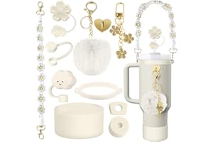 YSWOVUO Stanley Cup Accesorios Beige, 11 Piezas Stanley Cup Spill Stopper Compatible con Stanley Cup 1.2l & 850ml, Tapas de Pajitas para Stanley Cup, Correas para Botella Agua