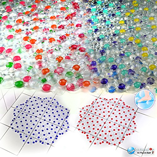 DUSCHWANNENEINLAGE DUSCHMATTE BADMATTE DUSCHEINLAGE RUND ANTI RUTSCH MATTE (Hellblau) - 2