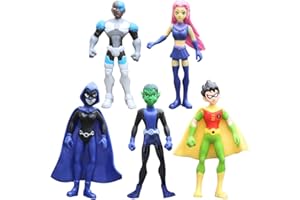 HILLOLY 5 Piece Teen Titans Figure, Hilloy Teen Titans Mini Figures Set, Teen Titans Figure Decoration Figure Models Statues Collection Decoration Action Figures Cake Toppers Party Supplies for Kids