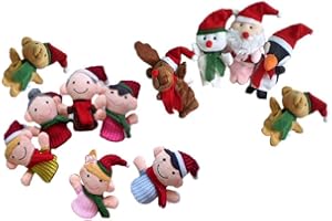 Toyvian Marionnettes à Doigt de Noël Animaux de la Bande dessinée Membres de la Famille Marionnettes à Doigt Poupées Jouet 11 Pièces