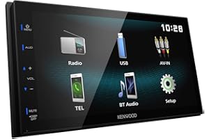 Equipo de Audio con Pantalla - Receptor Multimedia AV, 6,8” WVGA, Radio para Coche Bluetooth, Radio 2 DIN Negro con Netflix, Youtube, Llamadas y Mensajería - DMX120BT Kenwood