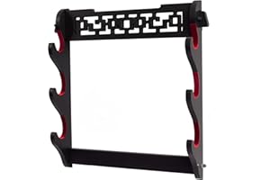 FOXSMZZ Sword Holder Wall Mount Samurai Sword Stand Display Katana Wakizashi Tanto Wall Hanger Sword Rack (3-Tier)