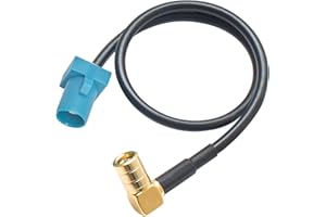 HiAoey Fakra Z to SMB Cable, 30CM Fakra Z Male to SMB Plug Right Angle Cable RG174 for DAB Car Aerial GPS AM/FM Blaupunkt Pioneer Clarion Kenwood Alpine JVC