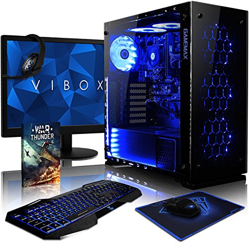 détail VIBOX Nebula RL730-50 Pack PC Gamer - 4,5GHz Intel i7 Quad Core CPU, GPU RX 470, Prêt VR, Extrême, Avancé, Ordinateur PC de Bureau Gaming paquet de jeux, avec Écran, Éclairage Interne Bleu (4,2GHz (4,5GHz Turbo) Processeur CPU Quad 4-Core Intel i7 7700K Kabylake Ultra Rapide, Carte Graphique AMD Radeon RX 470 4 Go, 8 Go Mémoire RAM DDR4 2133MHz Grande Vitesse, Seagate SSHD Solid State Hybride SSD-Disque Dur 1 To (1000 Go), PSU 85+, Boîtier Gamemax Onyx, Pas de Système d'Exploitation Windows)
