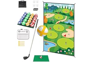 BERHICHAD Golf Spielmatte,70 "x47 Golf Training Matte mit Golfbällen, Club und Score Board, Golf Abschlagmatte Spiel für Zuhause Innen Außen Kinder Erwachsene