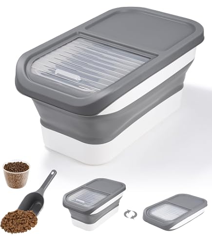 Seau De Rangement Hermétique Pour Croquettes Chien Chat - Capacité 13,6 Kg - Avec Tasse à Mesurer - Transparent