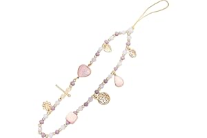 LENTQIUTT 1 Pcs Teléfono móvil de la cadena,de cristal rosa anti-pérdida de la caja del teléfono colgante de la cadena de teléfono móvil de la joyería del móvil accesorios decorativos llavero cordón