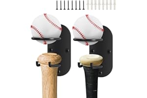 JUMRHFAN 2-pak montowany na ścianie regał do przechowywania kijów baseballowych, metalowy uchwyt na kije baseballowe, organizer do kijów baseballowych (czarny)