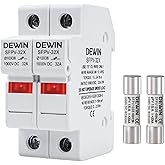 DEWIN Photovoltaic fuse, 2-pole, 1000 V DC, 32 A, overload and short circuit protection.(With 15A PV fuse)