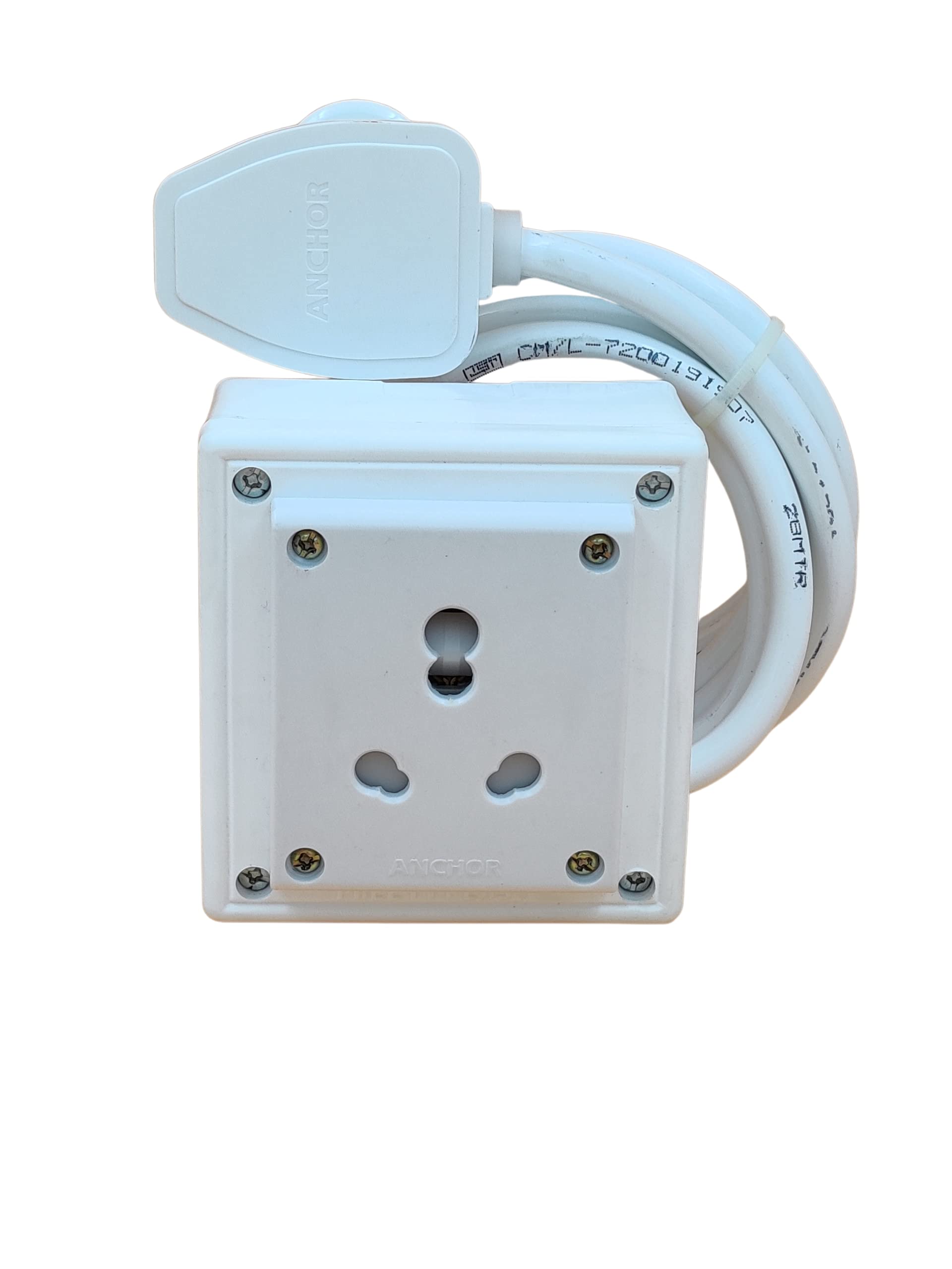 INDRICO Extension Board Heavy Duty 1 Socket 15A 16A 20A High Load Capacity 3000 Watts with 16A Big Plug PVC White (5 Meter)