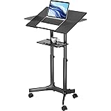 WALKINGDESK Mobiel Bureau met 4 Wielen, In Hoogte Verstelbaar Werkstation, 80 x 40 cm Laptoptafel Sta-Bureau voor Woonkamer en Slaapkamer, Mobiele Hoge Tafel, Eiken