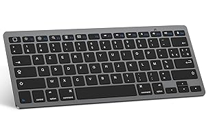 OMOTON Clavier pour iPad, Clavier Bluetooth pour iPad Pro 13/11/12.9/ Pad 10.9/10.2/ Pad 9/8/7/6/5/ Air 5/4/3 /Mini 6/5 et iPhone, Keyboard AZERTY pour iOS, Gris Spatial