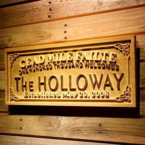 ADVPRO wpa0341 Cead Mile Failte Family Name Personalized Established Date One Hundred Thousand Welcomes 3D Wood Engraved Wooden Sign - Standard 23 x 9.25