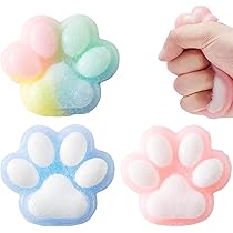 6 Stück Taba Squishy Spielzeug - 4 Katzenpfoten & 2 Biscuit Anti-Stress Toys