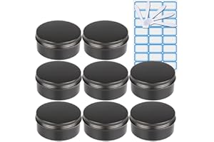 ZEOABSY 10 Piezas Tarros de Aluminio con Tapa Rosca 150ml, Negro Mate Tarros de Aluminio Vacíos Redondo para Contenedor De Cosméticos Cremas Caja de almacenaje con 5 Espátula y 1 Etiqueta