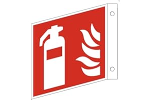 MBS-FIRE - BRANDSCHUTZFACHHANDEL Feuerlöscher Fahnenschild nach ISO 7010, nachleuchtend oder nicht nachleuchtend, Größe: 150x150 oder 200x200mm von MBS-FIRE®, Größe: 150x150mm, Farbe: nachleuchtend