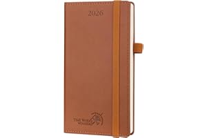 ‎POPRUN POPRUN Taschenkalender 2026 Klein 16,5 x 9 cm (Jan.2026-Dez.2026) - Kalender 2026 Klein mit PU-Leder - Terminplaner, Planer 1 Woche 2 Seite mit Stiftschlaufe - Braun
