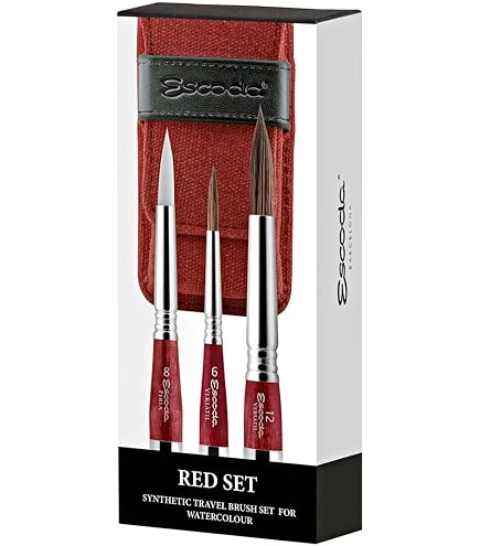 Escoda Aquarellpinsel-Set Barroco | 4 Pinsel In Rund, Spitz, Hell & Eckig | Synthetische Fasern | Handgefertigt In Spanien