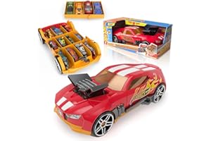 Hot Wheels NEW Car Storage 2in1 Race N' Haul free wheel Car Storage case with Retractable Handle - Stores up to 15 cars (cars not included)