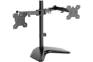 WALI Support Ecran PC 2 Ecran pour Moniteurs jusqu'à 27", Bras Ecran PC Réglable en Hauteur, Inclinable et Pivotant, Capacité de 10 kg par Bras avec Base Passe-Câble(MF002), Noir