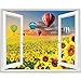 Produktbild YUELA Poster Aufkleber creative Fake window_Wohnzimmer 3D Dreidimensionale warmen Selbstklebende Tapete Zimmer ornament Sticker creative fake Fenster, Sonnenblumen