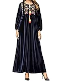 navy blue dress for baby girl Ethnic Velvet Muslim Dress Abaya for Women with Sequins Split Hem Long Robe  for Autumn/Winter main image 1