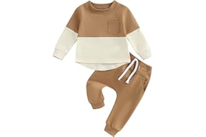 Carolilly Ensemble Vêtement Bébé Garçon de 2 Pcs, T-Shirt + Pantalon ou Shorts Taille Elastique avec Poches