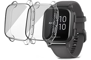 HOMTERN 2-Pack Cases Compatible with GARMIN Venu Sq Case and Venu Sq Music Case,Flexible TPU Full Cover Shell Shockproof Scratch-Proof Protector Case (2-Pack Clear)