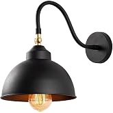 Amber LED Şık P&uuml;t&uuml;rl&uuml; Siyah Metal Aplik E27 Duvar Lambası 21x32x28 cm Salon Yatak Odası, Siyah-3742