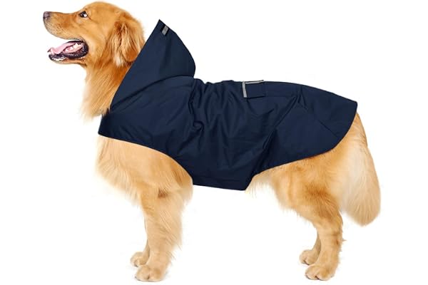 Imperméable pour Chien Zellar avec Capuchon, imperméable pour Chien 100% étanche ultraléger et aéré avec Bandes réfléchissantes pour Chiens Moyens à Grands(6XL, Bleu)