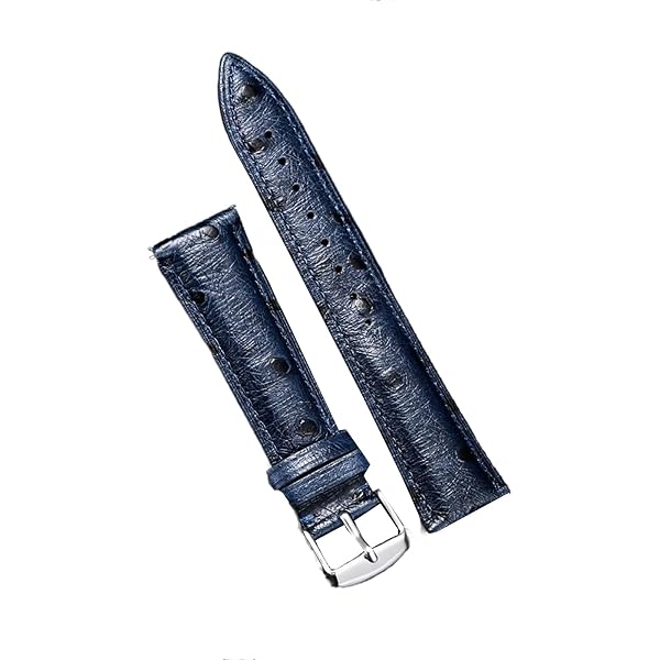 Cinturino per orologio in pelle di vitello con motivo struzzo | 18 mm 20 mm | nero blu marrone chiaro naturale | fibbie oro e argento | cinturino vintage di lusso esotico