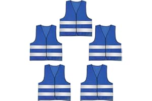 AIEOE de Securité en Maille Haute Visibilite Gilet Léger 5 pièces avec Velcro Col Veste Réfléchissante V - Cyclisme Jogging Moto Auto