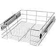 Casaria® Pull Out Telescopic Kitchen Drawer | For 50cm Units - 46cm Internal Cabinet Dimensions | Chrome-Plated | 25kg Load Capacity | Basket Shelf Organiser Storage Space Saving