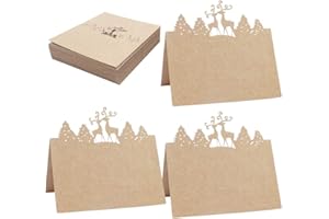 VIDILLO Tischkarten Schön blanko 50 Weihnachten Rentier Tischkarten Platzkarten Platzkarten,Namenskarten Tisch Tischkarten für Hochzeit Weihnachten Urlaub Geburtstag Party Bankette Veranstaltungen (Kraft)
