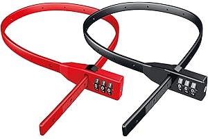 BASI 2er Pack Kabelbinder-Schloss | Universelles Sicherheitsband mit Stahlkern | ultraleicht & flexibel | Multifunktionsschloss Kabelschloss | Farbe ROT & SCHWARZ | 2 Stück