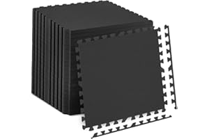 FK Sports 12mm Thick Gym Flooring Mat, Non-Skid mats, Soft Cushion EVA Rubber Foam, Interlocking Puzzle Floor Tiles for kids toddlers for home Yoga Workout, 60x60cm, Cross Pattern