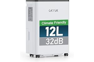 Deshumidificador 12L con Indicador Digital de Humedad,Deshumificadores de humedad Deshumidificador para Hogar hasta 40m² con Apagado Automático, Ideal para, Baños, Dormitorios, Sótanos (12L Blanco)