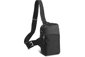 WYTNB Noir Nylon Sac de Poitrine à Bandoulière, Sac Poitrine Hommes Petit avec Sangle Réglable, Imperméable Respirant Casual Sling Bag, Anti Vol Cross Body Bag pour L'entraînement la Randonnée Cyclisme