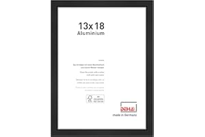 ‎DEHA DESIGN DEHA Design Bilderrahmen, 13 x 18 cm, Aluminium, Schwarz matt, Fotorahmen zum Auftstellen im Hoch- & Querformat, bruchsicheres Kunstglas, Boston