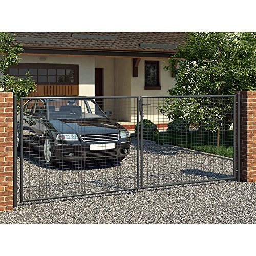 Gartentor Tor Doppelflügeltor inkl Pfosten 400×150 cm Anthrazit Einfahrtstor Hoftor - 3