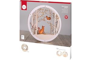 Rayher Träkrans skog, FSC Mix Credit, 30 cm ø, natur, set 9 stycken, med bågar, trädekorationskrans med motiv, juldekoration