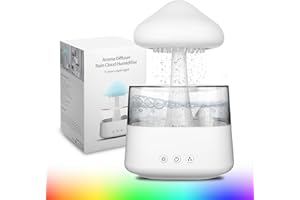 SUOXIOM Humidificateur Ultra-Silencieux de 450 Millilitres, Doté de 3 Modes de Brouillard Pluvieux et de 7 Effets RGB, Adapté à la Chambre à Coucher, la Maison, le Bureau et la Chambre Bébé (CH08 Blanc)