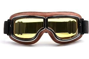 Evomosa motorcykel glasögon – retro pilot dimsäkra glasögon – gul lins