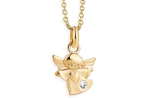 fish Fille or Chaîne 333 8 cts Petit Ange de Garde Avec Swarovski Elements Clair Longueur Réglable Écrin Bijoux Cadeau Pour le Baptême