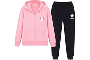 SXSHUN Survêtement Sport Ensemble Fille Pull À Capuche (Sweater+Pantalon) Tenue Vêtement de Jogging